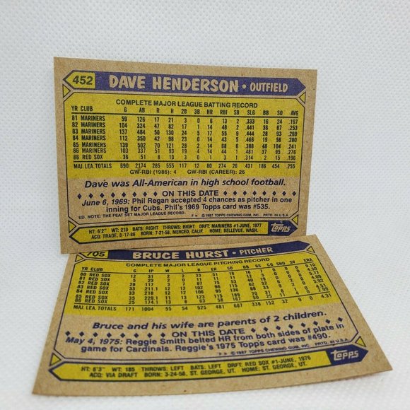 6 Vintage 1987 Boston Red Sox Topps Baseball Cards - Picture 6 of 8